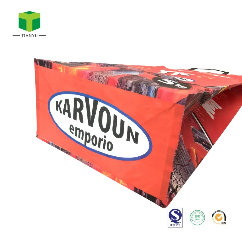 Cheap price custom polypropylene bag paper charcoal briquettes packing bag 5kg 10kg 20kg bbq lump charcoal bags