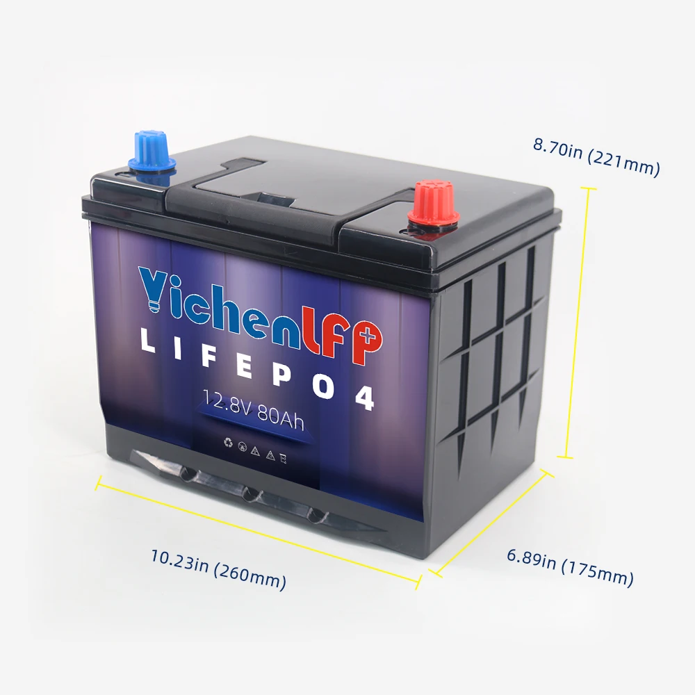 YICHENLFP 12 в 80 Ач LiFePO4 аккумуляторные батареи для запуска перезаряжаемой литий-ионной фосфатной автомобильной CCA1000 с BMS