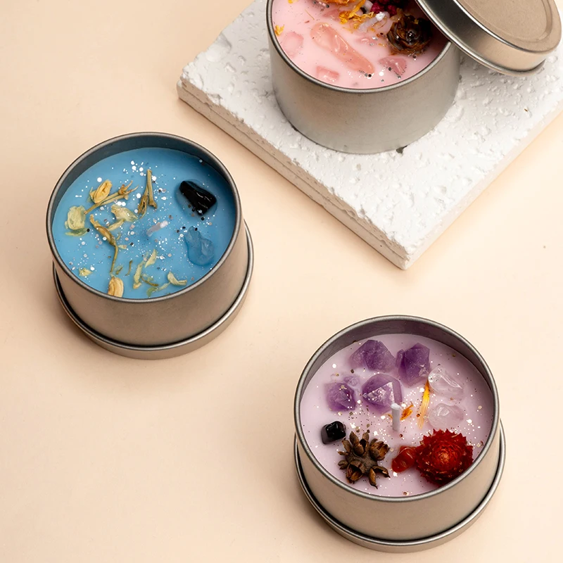 Luxury custom aromatherapy soy wax aroma crystal scented candles with crystal