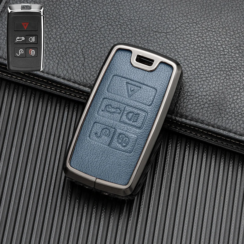 Metal leather car remote key fob case cover shell control protector for Land Rover Defender 130 110 90 defender hard top