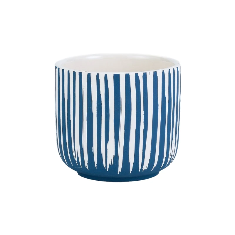 Home decor ceramic porcelain flower vase simple striped decoration vases indoor pots for plants flower