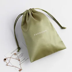 Custom Small Gift Draw String Bag Pouch Large Dust Silk Satin Drawstring Bag With Logo