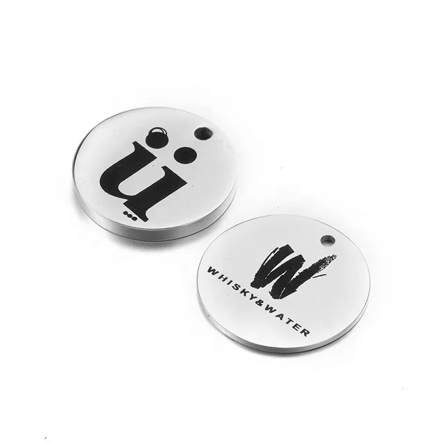 Yiwu Aceon Stainless steel Wine Whisky Name Club Name Laser Engraved Team Group Logo Sign Gift Use Round Coin Logo Tag