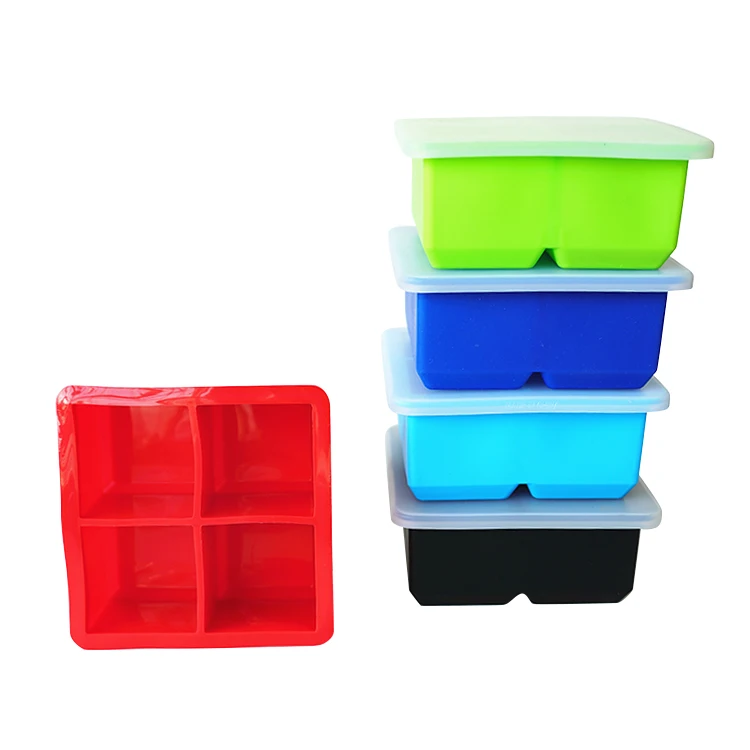 Reusable Silicone Ice Cube Tray With Lid Silicone Ice Cube Whiskey Stone Freezer Ice Tray