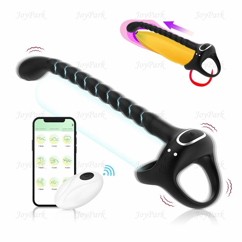 JoyPark Magnetic Charge Clitoral Stimulator APP Remote Control Strong Vibration Penis Lock Ring Vibrating Silicone Cock Ring