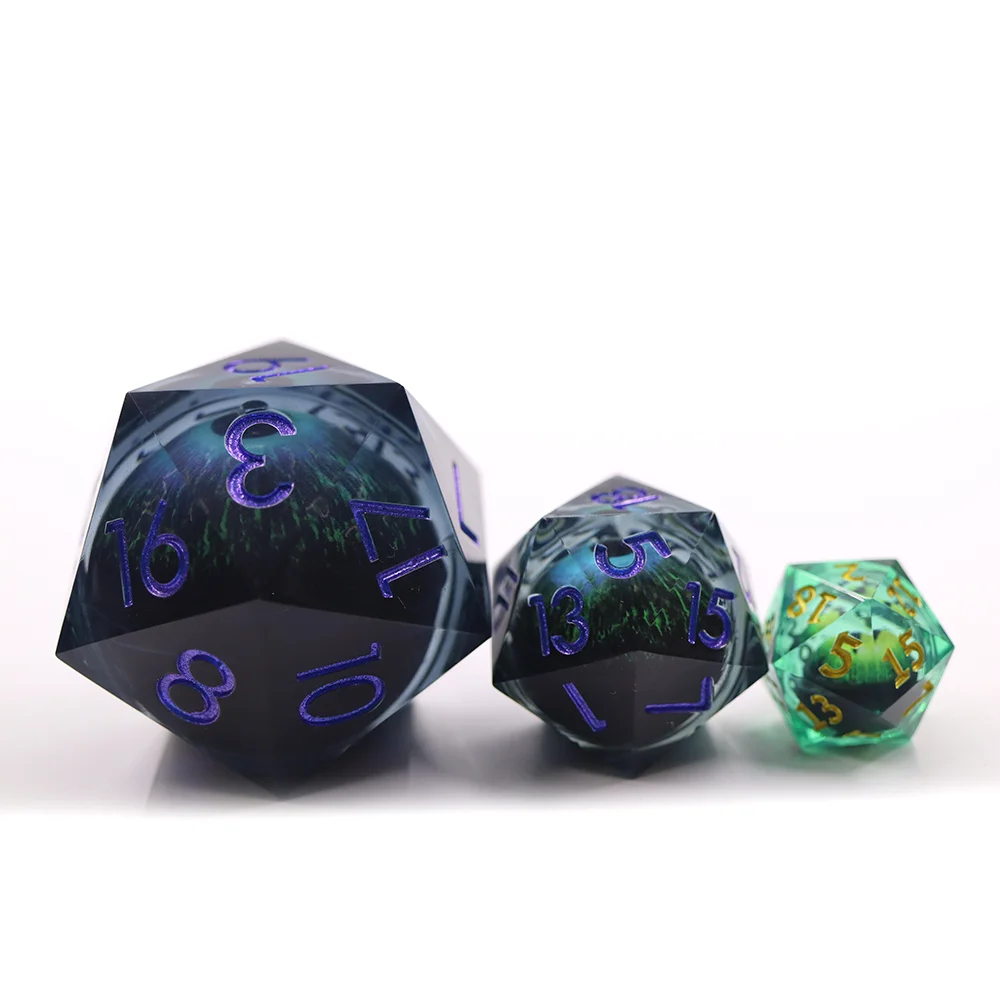 Прозрачные кости под заказ синий движущийся Dragon Eye 50 мм большие D20 одиночные для ролевой игры настольная игра