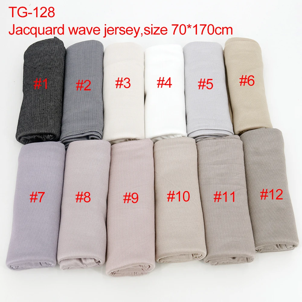 New style In Stock ribbed jersey hijab scarfs Wholesale cotton Muslim women jacquard knitted jersey hijab