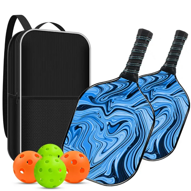 USAPA Approved Custom pattern pickleball paddle carbon fiber Racket set of 2 paddle 4 Balls