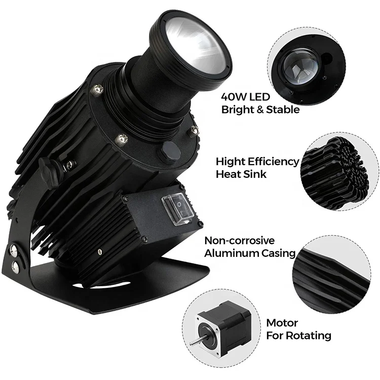 
Outdoor Waterproof with Manual Zoom 40W Professional LED Logo Gobo Projector 