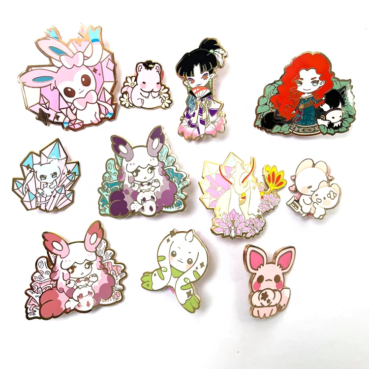 2023 Hot Sales Collectible Manufacturer Custom Kawaii Anime Plating Color Brass Enamel Lapel Pin for Clothing