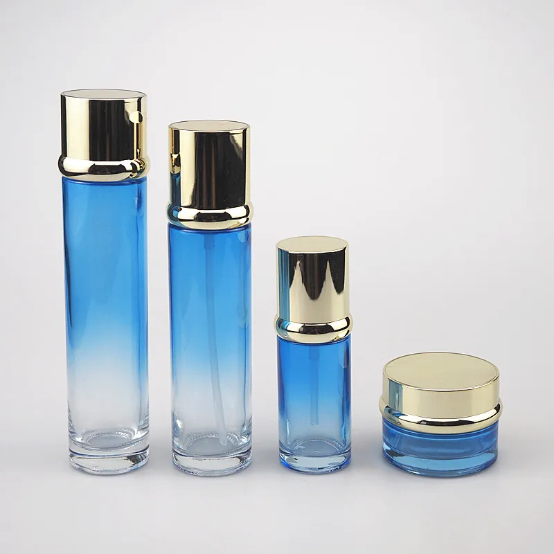 40 мл 100 мл 120 мл 4 унции 25 г набор косметических контейнеров Заводская стеклянная бутылка для лосьона сыворотки с золотой помпой спрей