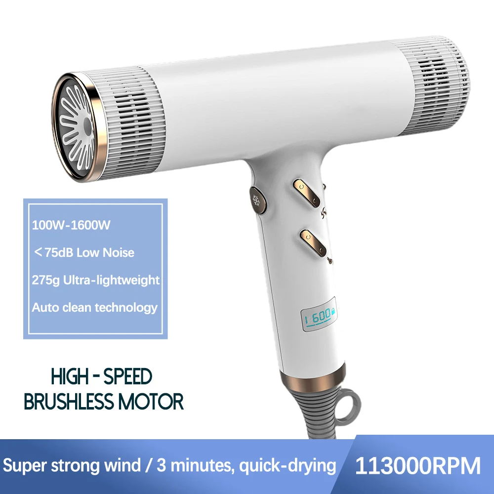 2022 Professional Hair Dryer 1600W 113000 RPM High Power Salons Hair Dryers Brushless Motor Low Noise Household Hair Dryer