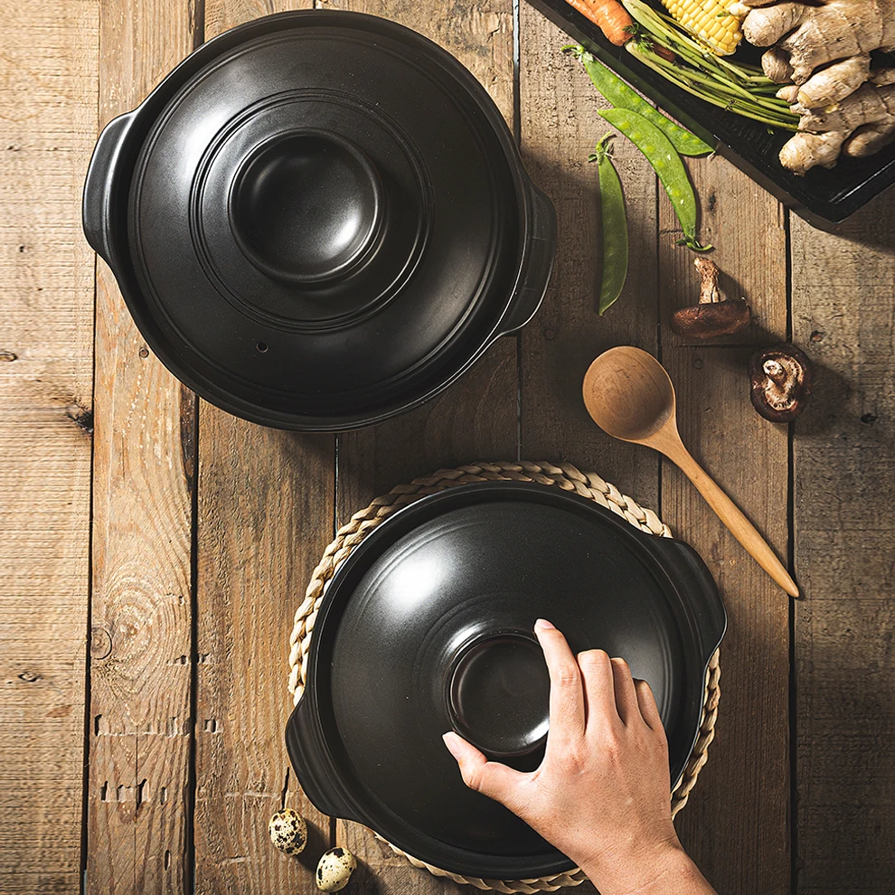 Multi-size black creative ceramic casserole Restaurant Kitchen household open fire soup pot