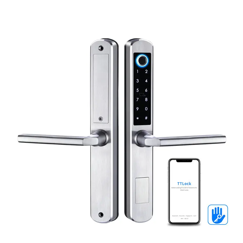 Stainless Steel Slim Hotel Card Mortise Door Lock Automatic Electronic Tuya TTlock WiFi Fingerprint Smart Door Locks
