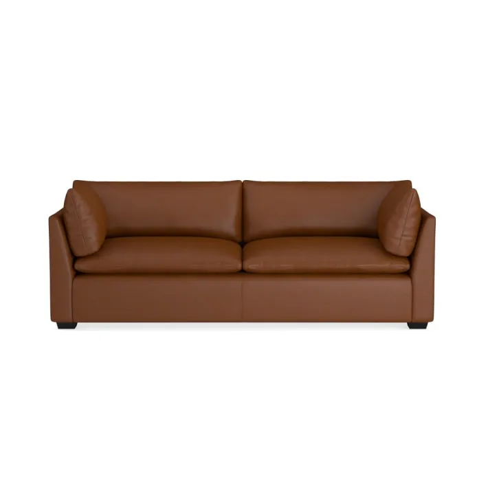 Modern simple streamlined comfortable design square seating living room maroon leather sofa