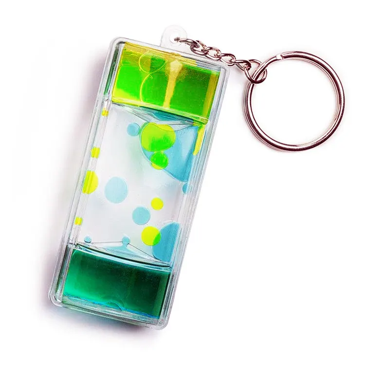 Acrylic hourglass Fidget toy liquid oil purple timer keychain sensory toy for relaxation