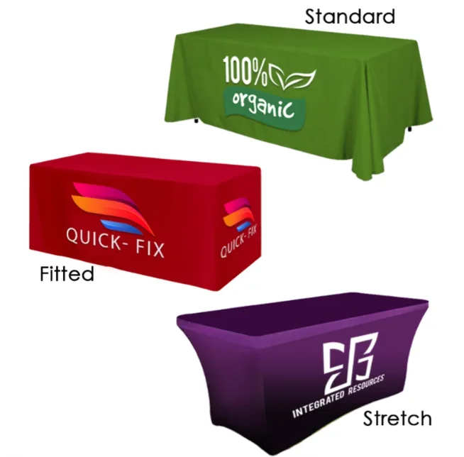 Custom Table Cloth Cover with Business Logo Text Stretch Personalized Tablecloth Spandex Customize with Logo for Birthday Party