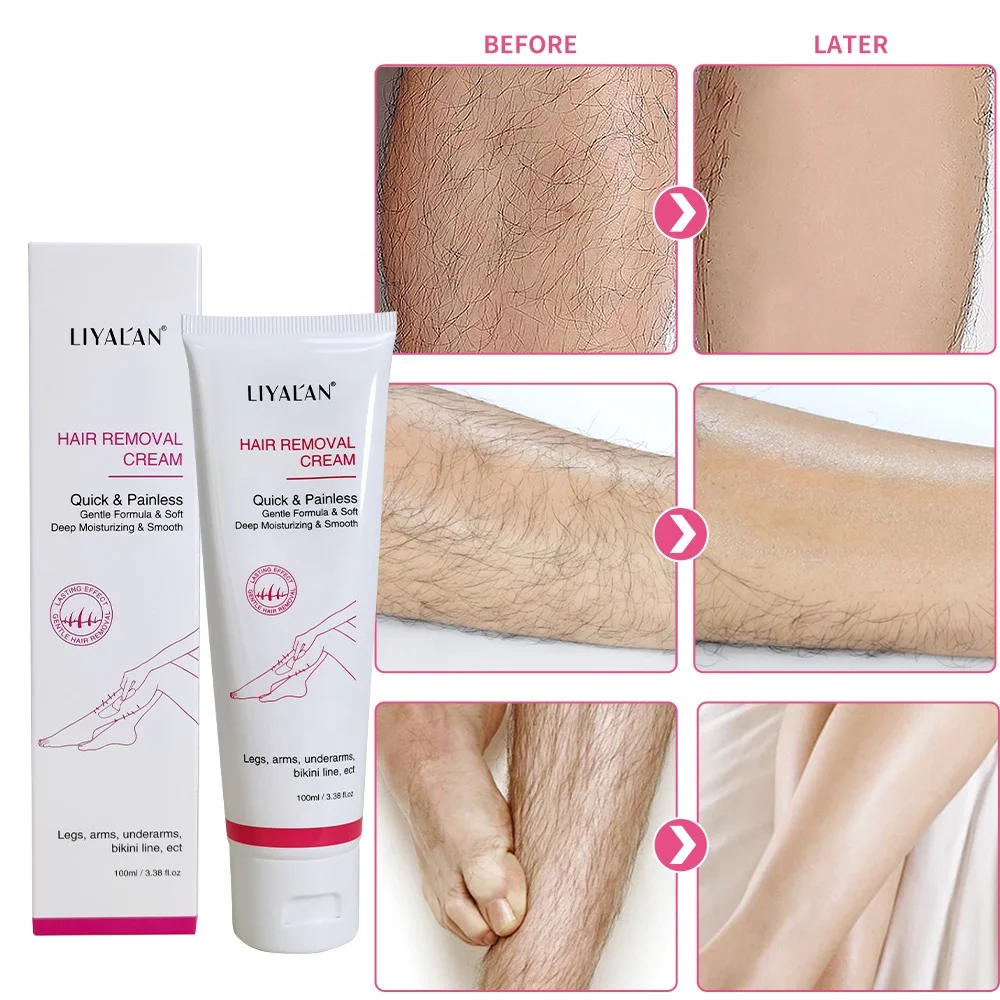 Private Label Quick Painless Body Depilatory Permanent Skin Smooth Armpit Hand Legs Hair Removal Cream For Men Women