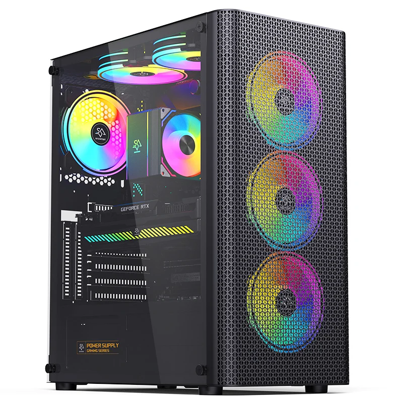 SNOWMAN hot sales PC case computer Side window Tempering glass pc case full tower ATX / M-ATX / Mini-ITX  gaming pc case