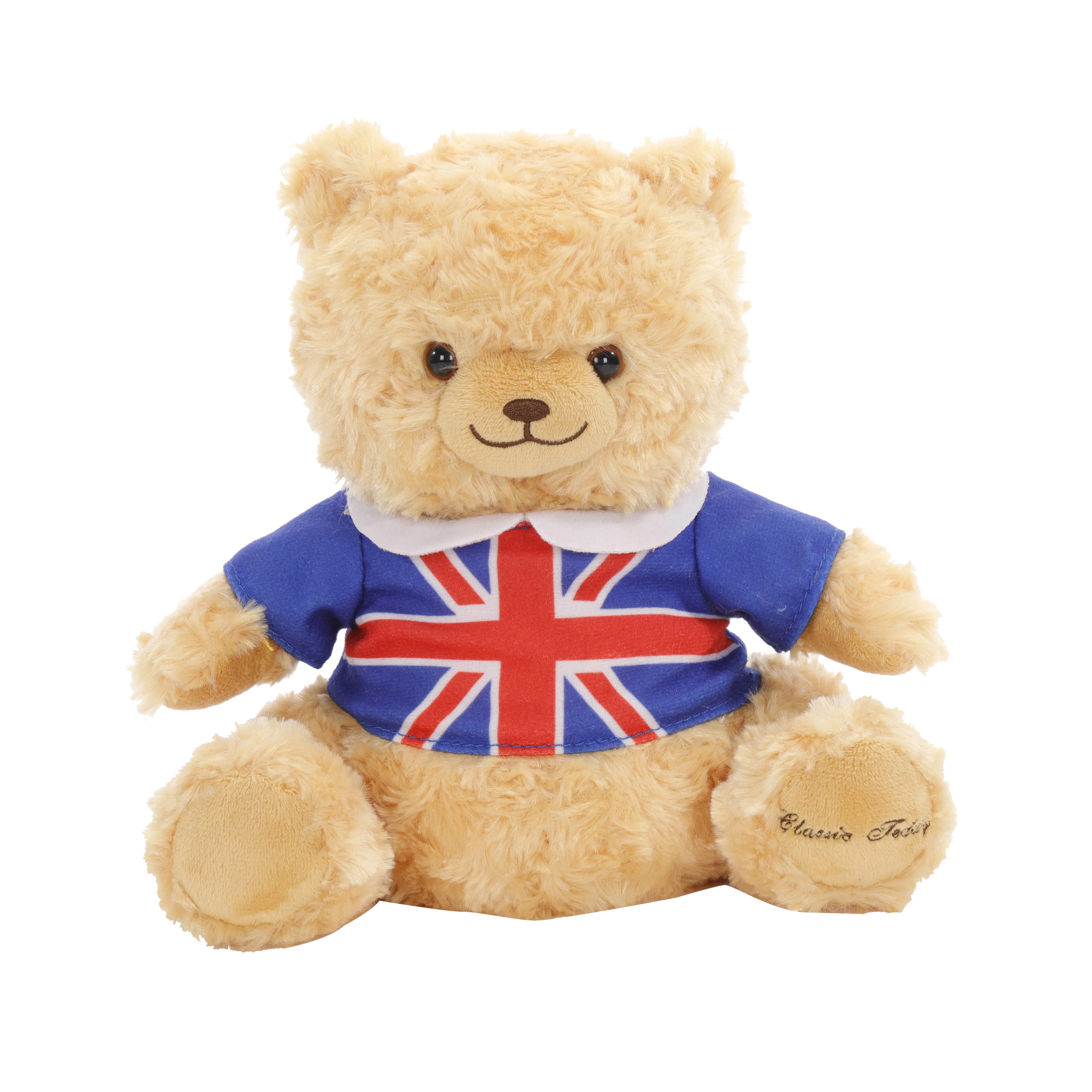 Brown teddy bear with flag shirt lovely plush toys