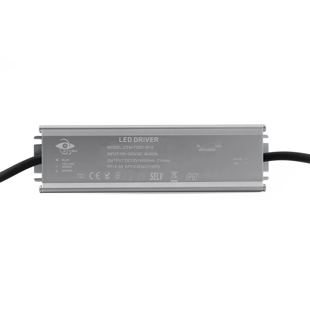 Triac Dimmable LED Driver 12V 24V DC Output 20w 30w 40w 60w 80w 100w Waterproof Power 5 years warranty