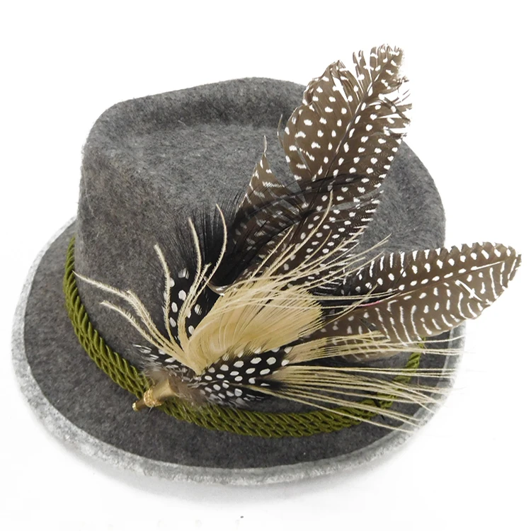 
Custom Unisex Fedora Hats Trilby Style Feathers In Bavarian Felt Fedora With Feathers 