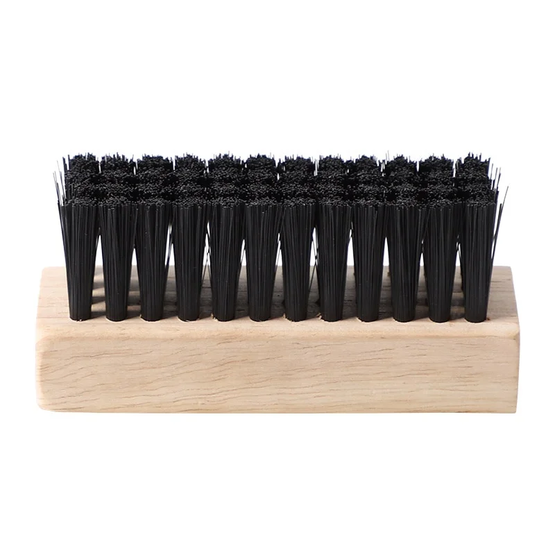 Sneaker cleaning shoe brush with natural wooden handle small shoe brush