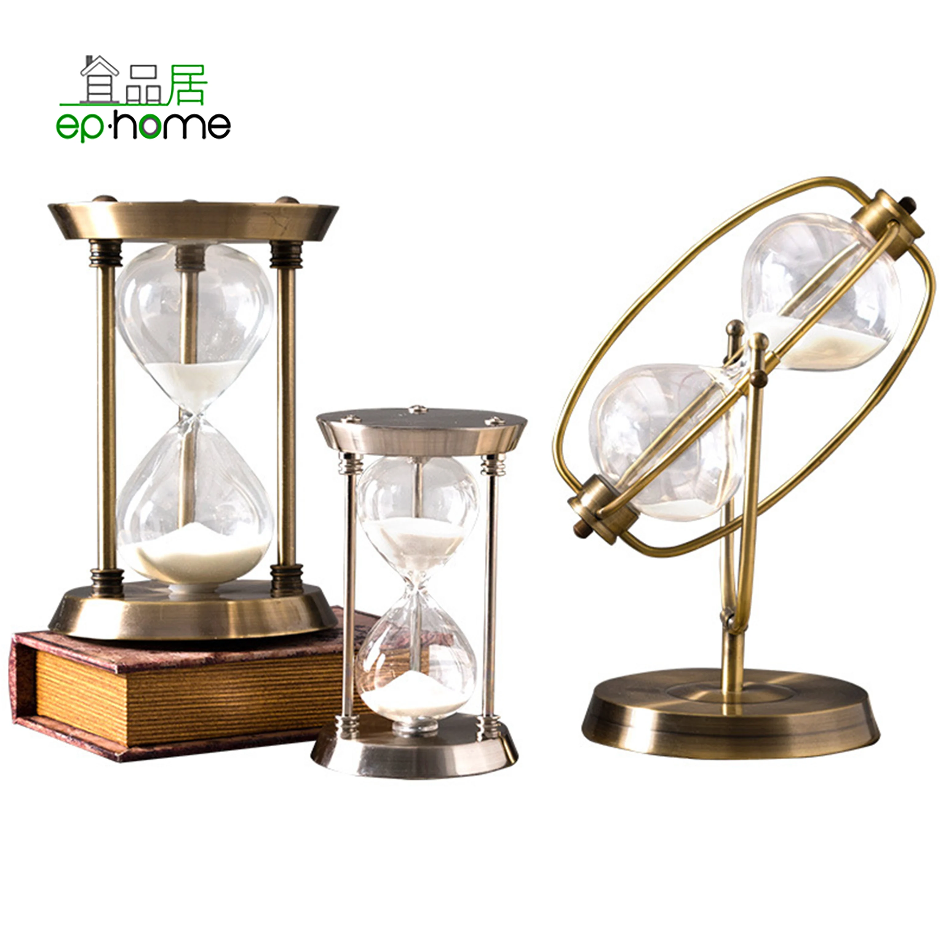 Antique Hourglass,  Large Revolving White Sand Timer, Unique Ornament for Home, Desk, Office Decor, Business Gifts