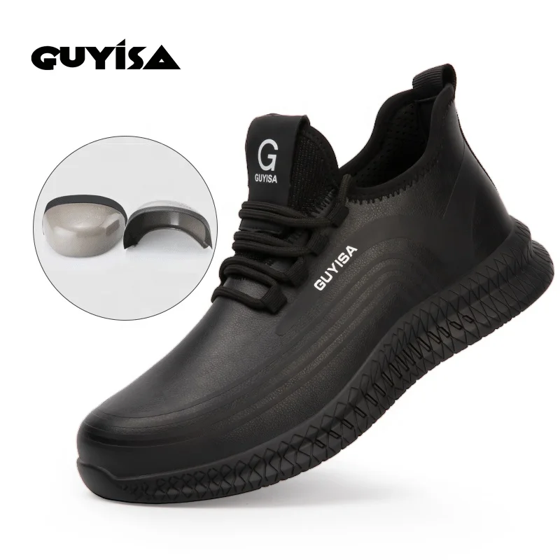 
GUYISA CE, SB, SBP, S1, S1P, S2, S3 woodland safety shoes Slip on industrial work elastic safety boots men Short leather shoes 