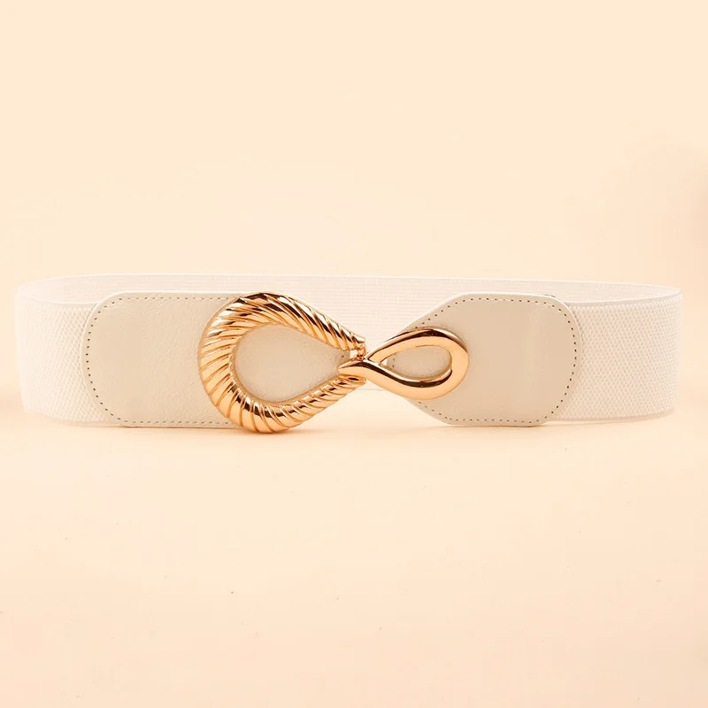 new Europe And America Water-droplet Buckle Corset Waist Wide Elastic Elastic Waistband  PU Leather Belt