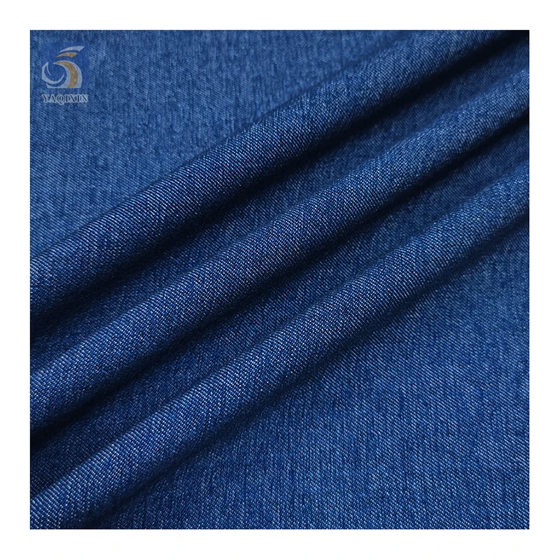New Arrival Double Cationic Fabric Blue Jeans Polyester Rayon Spandex Stretch Denim Fabric High Quality