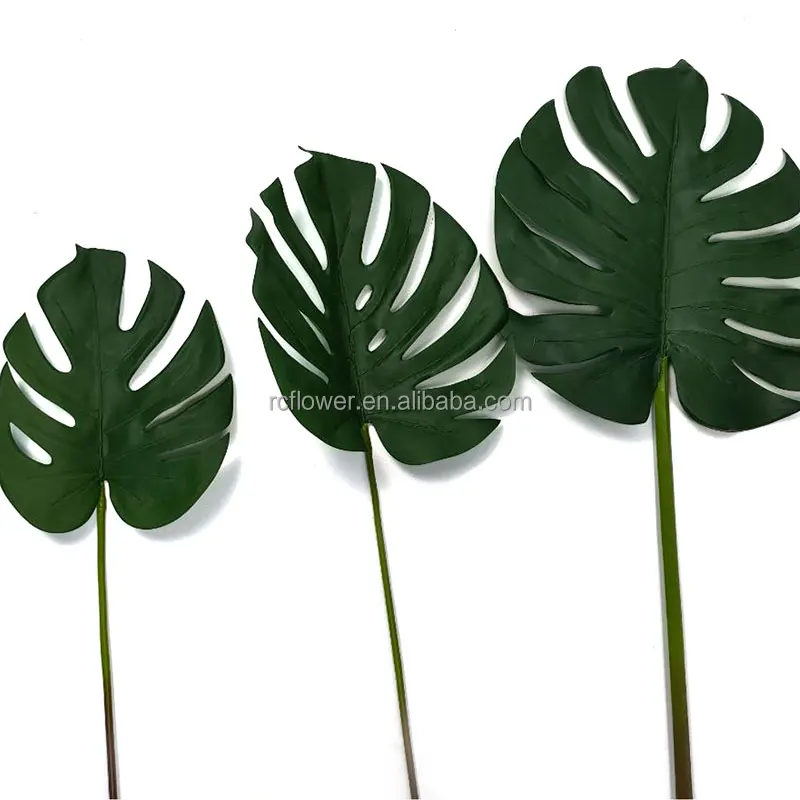 Artificial Palm Leaf Quality Artificial Deliciosa Monstera Decoration Tropical Palm Leaf Real Touch Latex Green Leaves