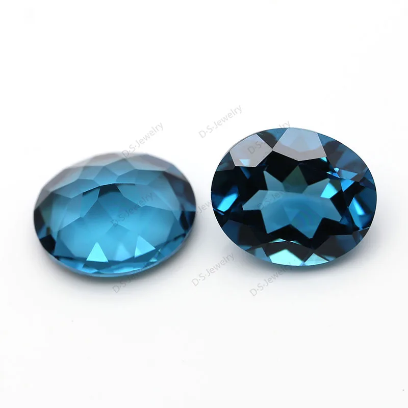 Custom Lab Grown Synthetic Nano Loose Stone 10x12 Oval Topaz London Blue Nanosital For Low Price