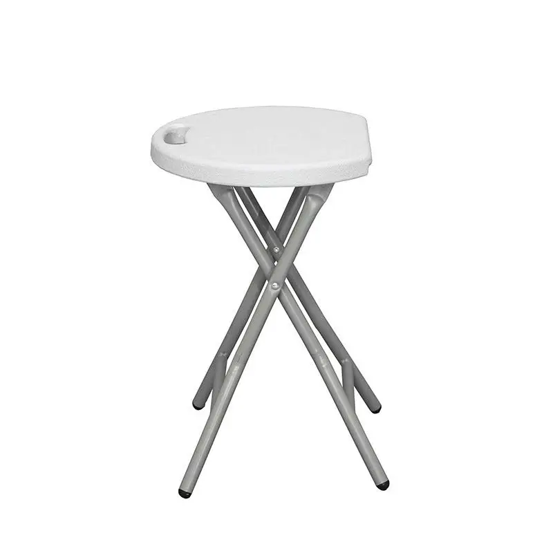 Plastic folding chair stool round seat metal leg simple small bench dining table chair picnic camping outdoor portable stool