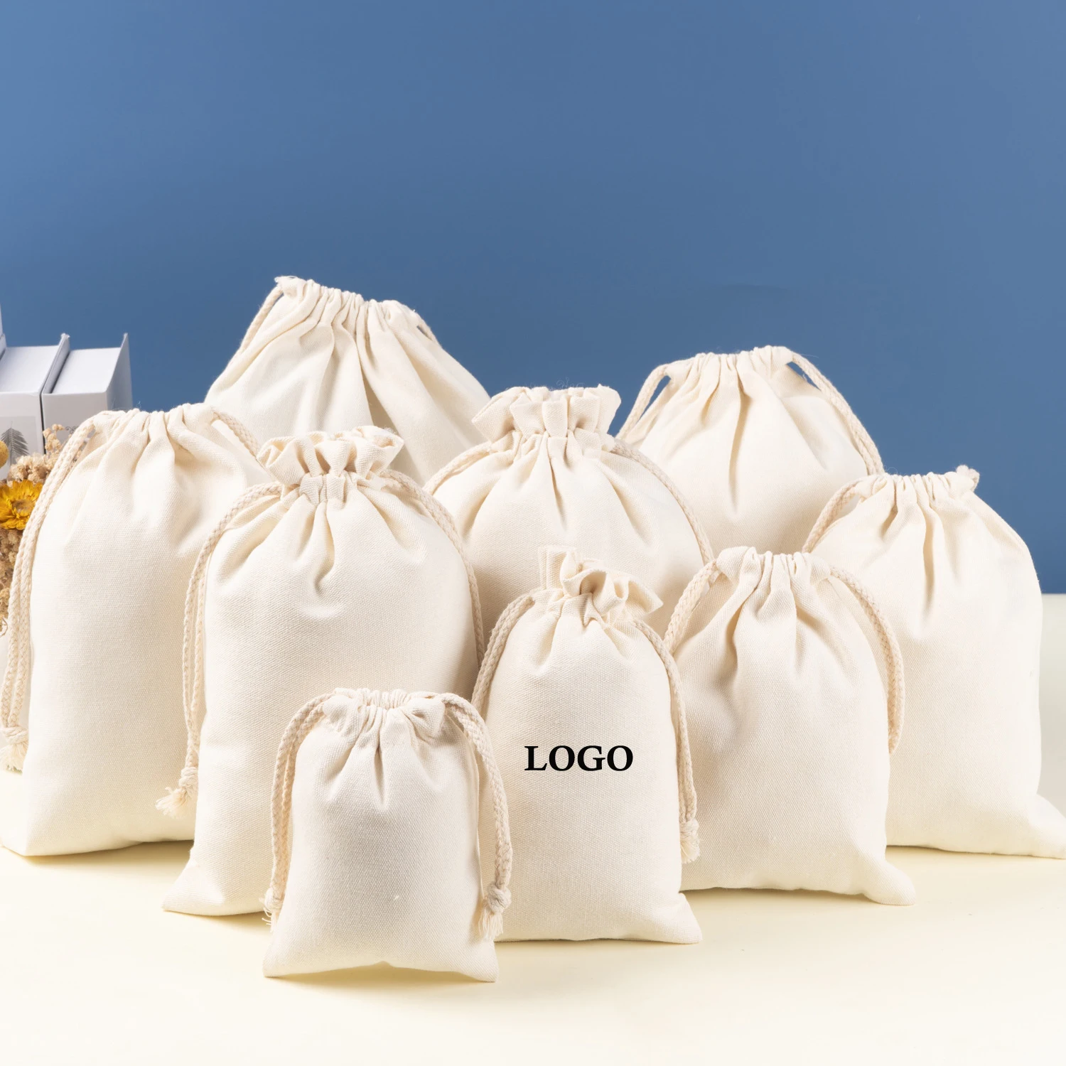 Холщовая Хлопковая Сумка на шнурке из полиэстера маленькая сумка для макияжа сублимационная с логотипом