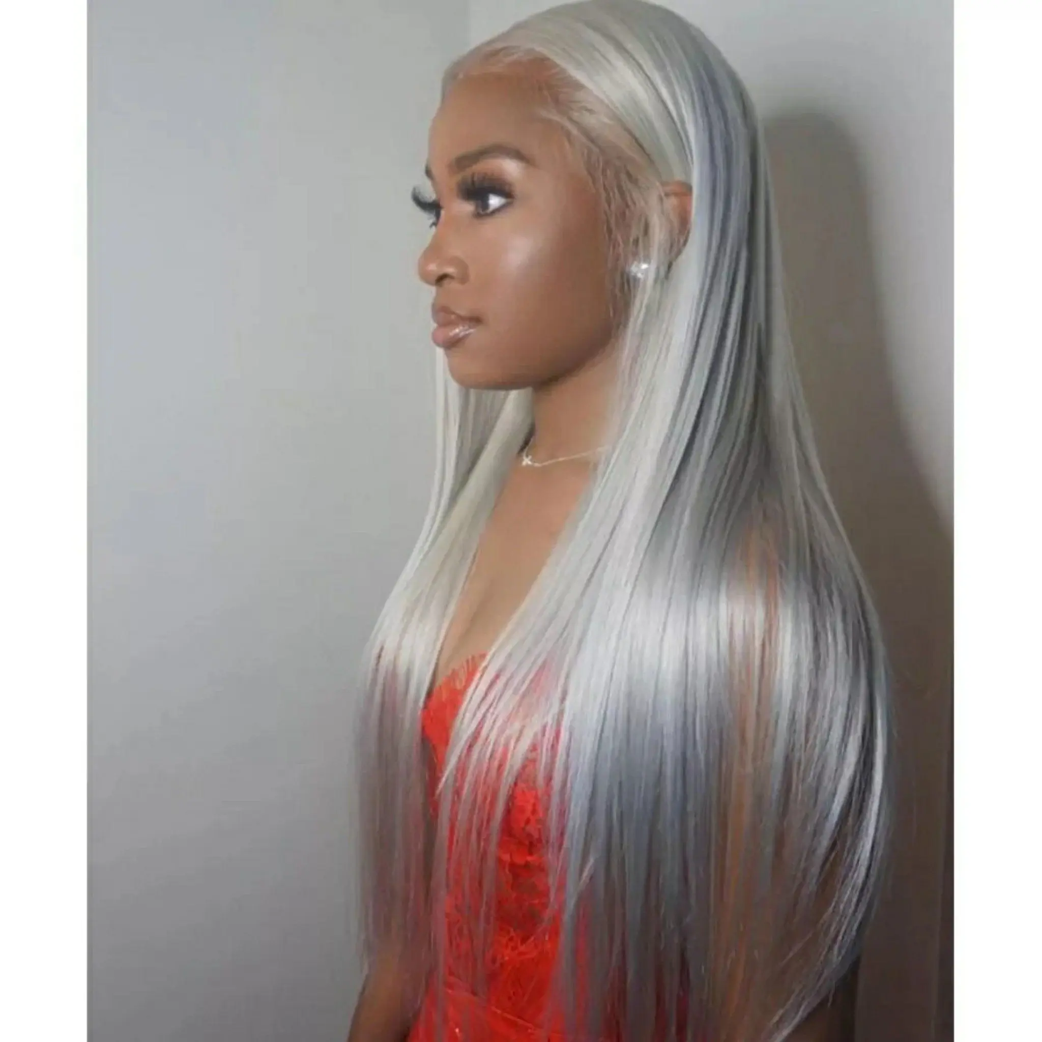 Factory direct supply gray wig 100% mink brazilian human hair grey lace front wig silky straight grey wig
