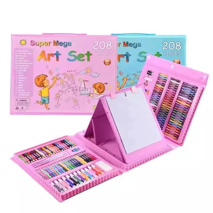 school art set 176/208Pieces Painting Drawing Deluxe Kids Art Set   student drawing set with crayon
