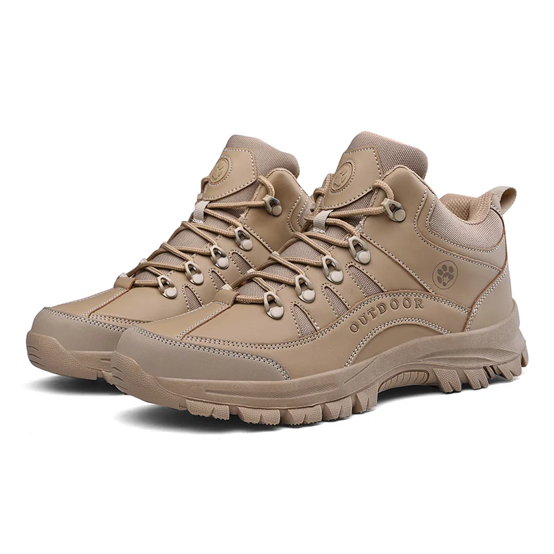 Men Leather Hiking Shoes Wear-resistant Outdoor Sport Lace-Up Climbing Trekking Hunting