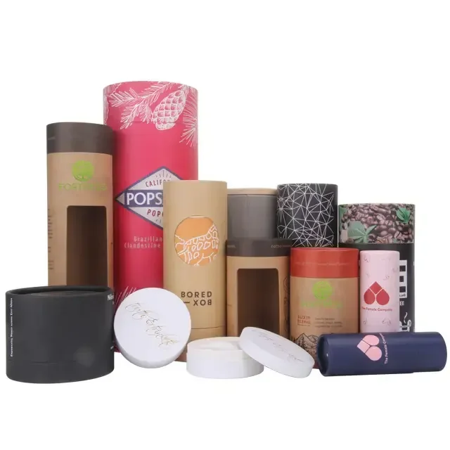 Creative design small 3 piece telescopic round cardboard box packaging kraft paper box