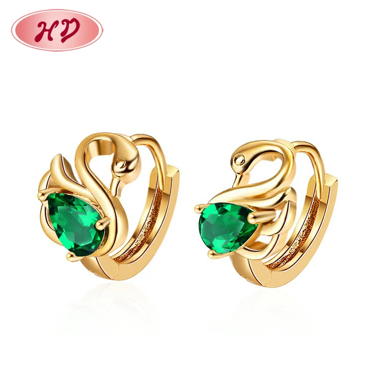2023 18K Gold Jewelry Plated Cubic Zirconia Swan Earring Women Jewelry Huggies Earrings