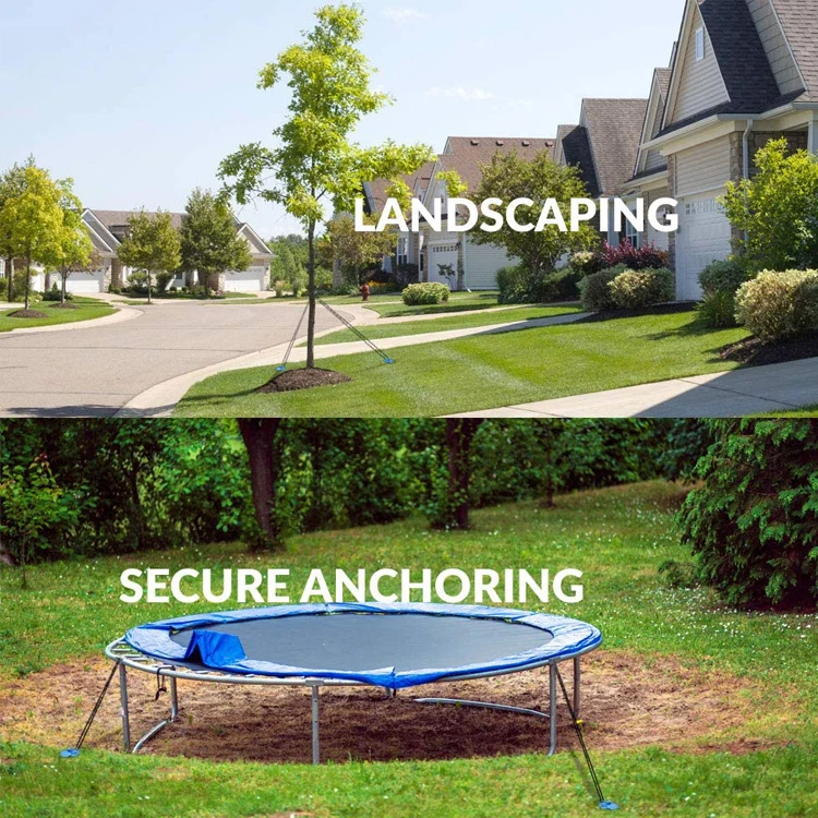 Metal kit tie down securing backyard trampoline anchors stake tent spiral nail outdoor camping ground screw anchor twist stakes