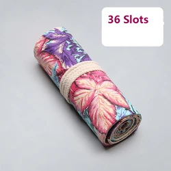 Wholesale 36 Holes Capacity Colorful Plain Canvas Pencil Roll Case