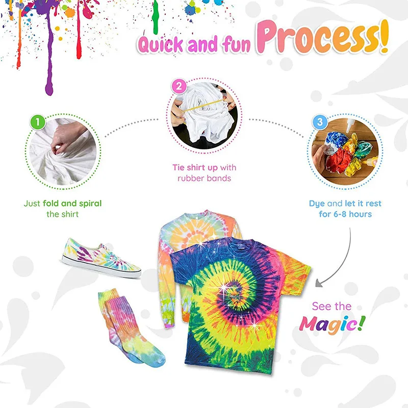 Tie Dye Party Kit for Kids & Adults - 18 Large Tye Dye Bottles with 12 Colors & Tie Dye Powder, Soda Ash, Gloves
