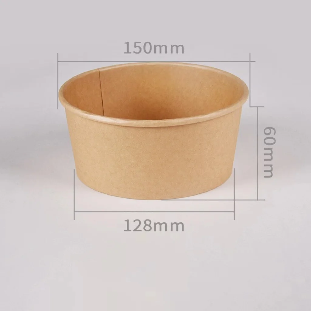 IMEE Round Rectangle Disposable Take Out Kraft Paper Bowl 500ml, 750ml, 1000ml 1100ml Salad Noodles Pasta Cake Container