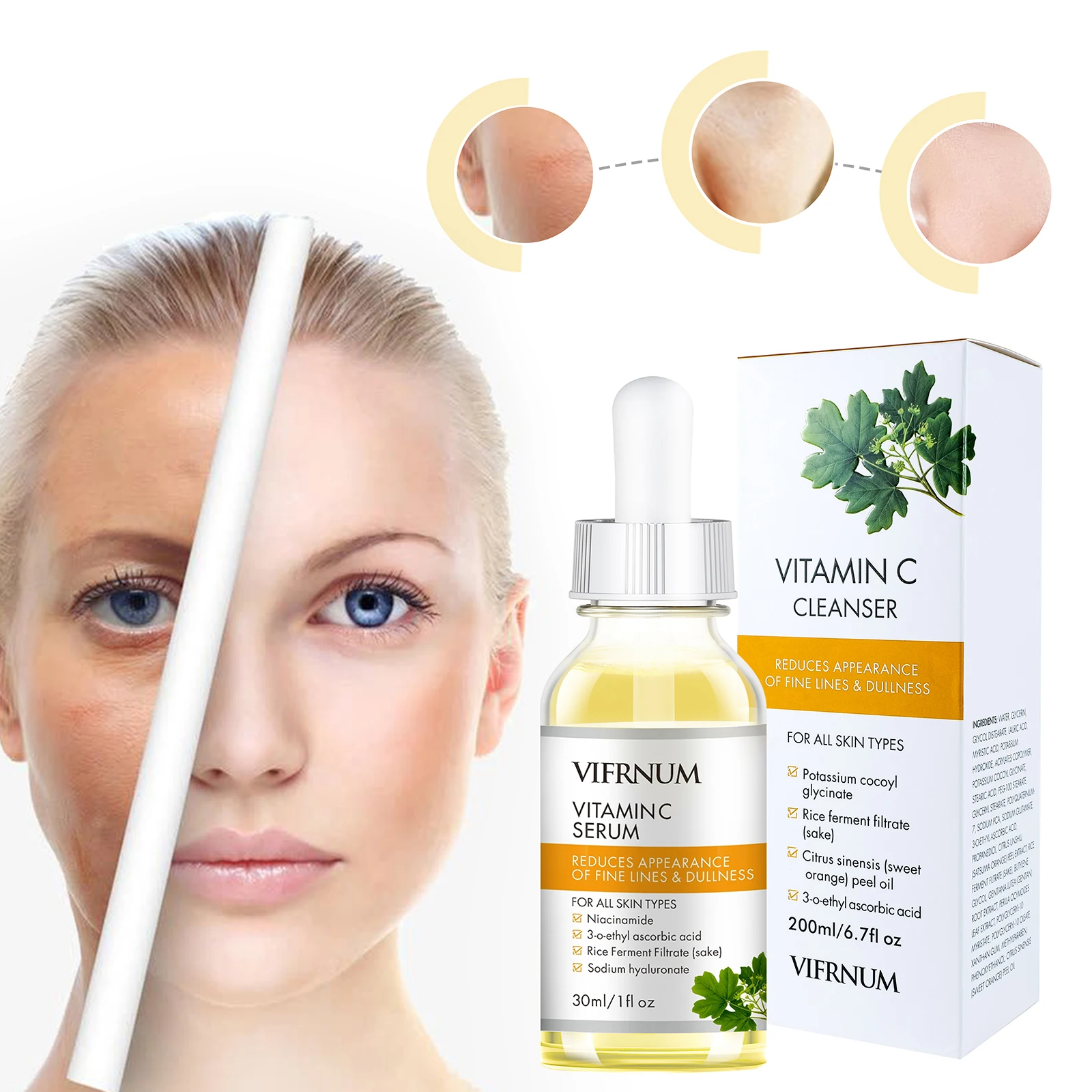 Wholesale Oem Private Label 100% Pure Hyaluronic Acid Facial Skin Care Face Serum Whitening Natural Organic Vitamin C Serum