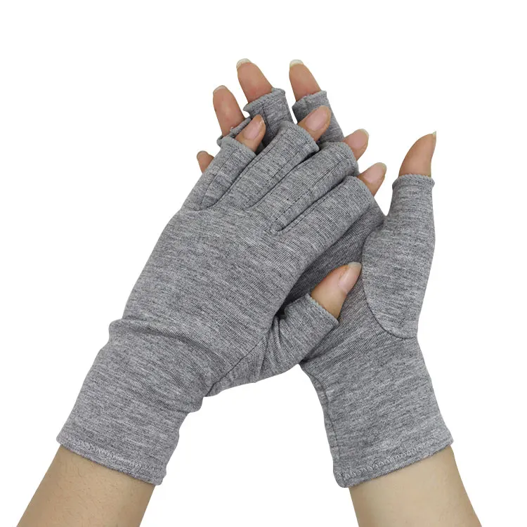 Custom Pain Relieve Therapy Compression Gloves Bamboo Fiber Anti Arthritis Half-Finger Hand Mittens