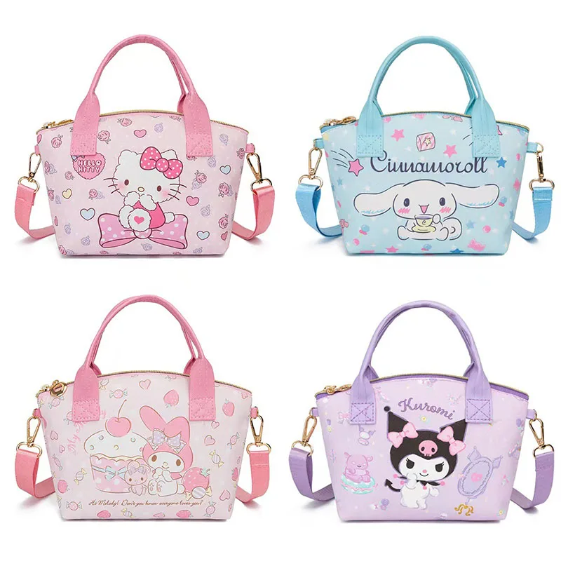 Sanrio Сумка-тоут на одно плечо Kuromi My Melody школьная сумка Cinnamoroll через Pochacco бумажник из искусственной кожи молнии для девочек