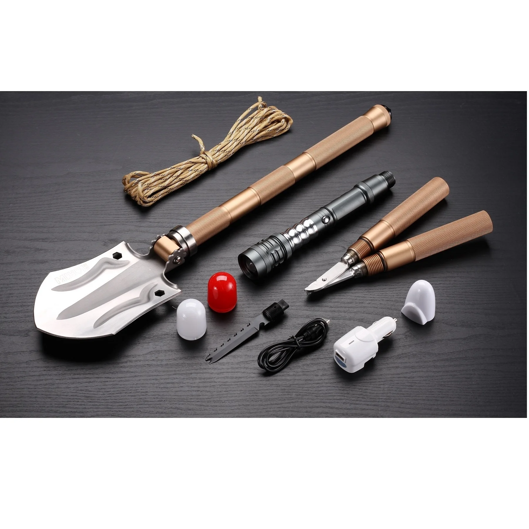 STAINLESS STEEL/ ALUMINUM Multi function utility shovel,survival shovel, outdoor camping shovel , include knife,axe,saw