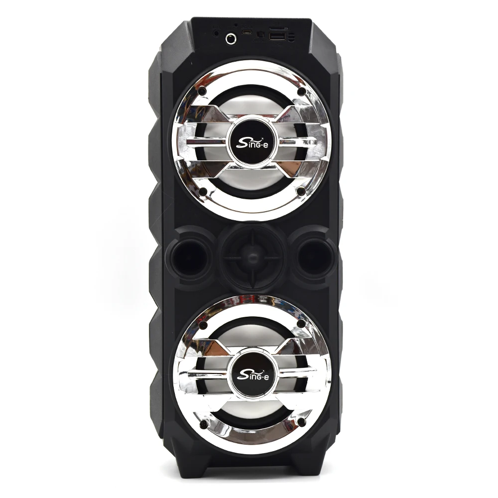 Уличный BT динамик с USB ZQS-4236 двойной 4 дюйма Гальваническое кольцо рога с цветной светильник Портативная колонка