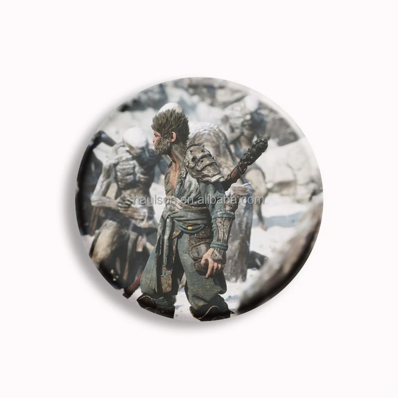 Hot Game Black Myth Wukong Figure Soft Button Metal Pin Creative Anime Character 58mm Brooch Badge Bag Accessories Gamer Collect